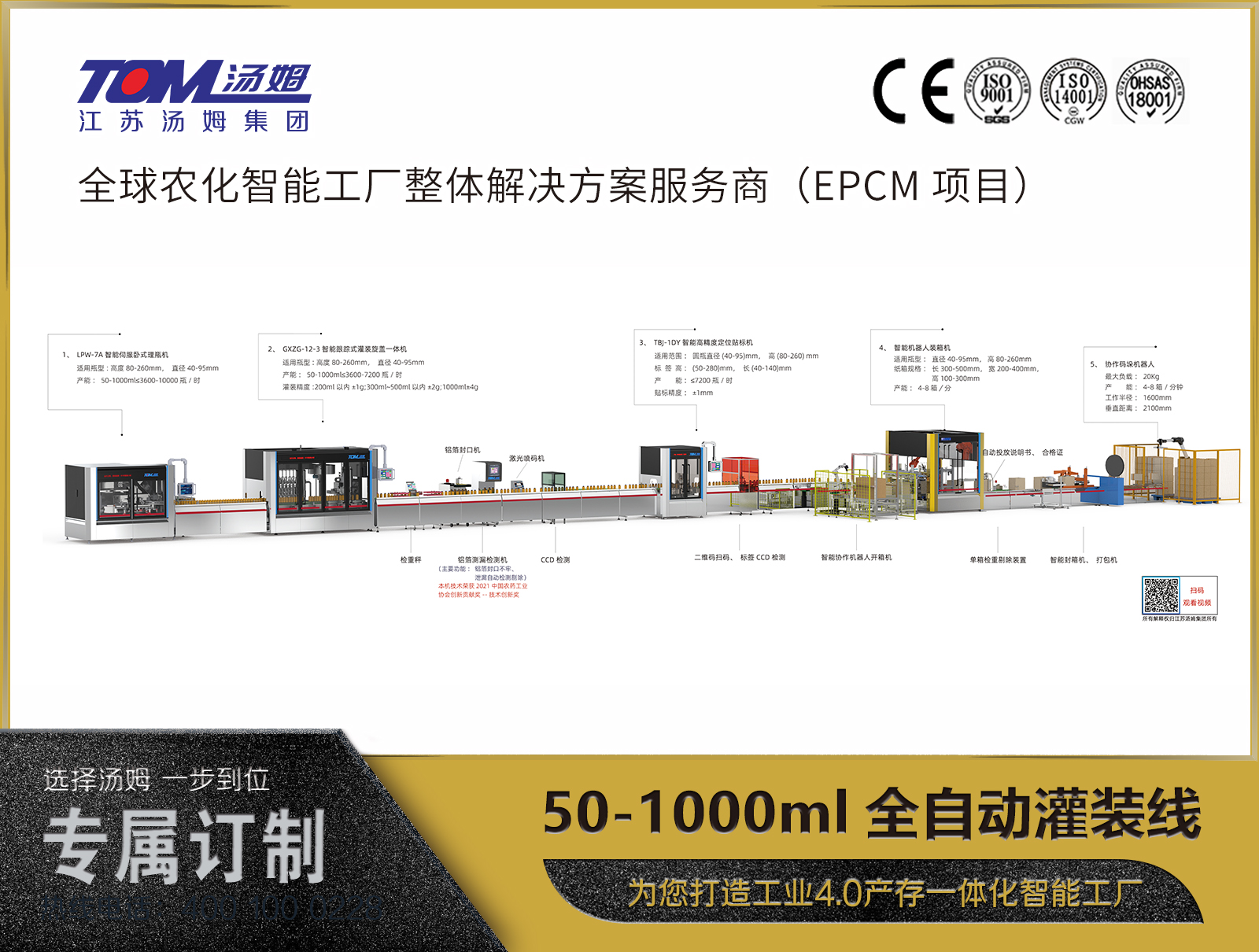 50-1000ml重型機組灌裝線（柔性化生產100ml≤7200瓶/時，1000ml≤3600瓶/時）